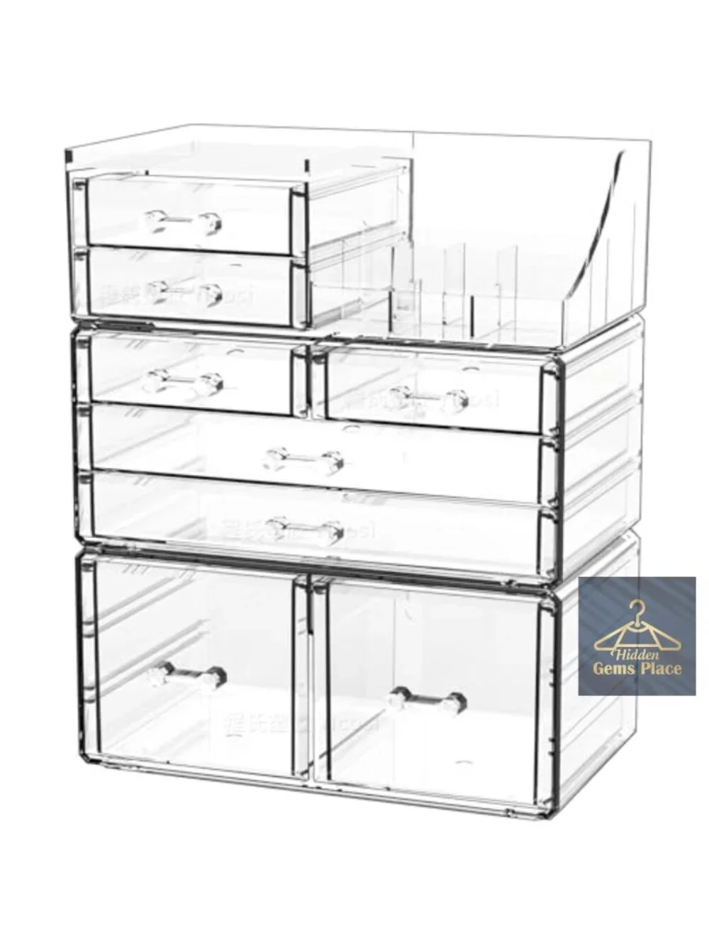Stackable 8 Drawer Makeup Organizer, Clear Acrylic Cosmetic Storage for Vanity,
